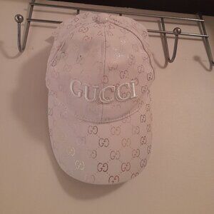Authentic white Gucci monogram hat/cap.